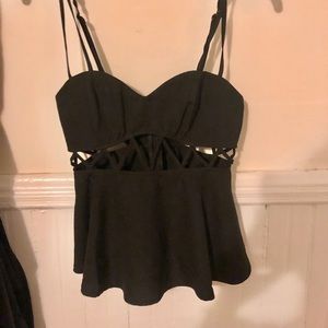 WORN ONCE! Black funky peplum top